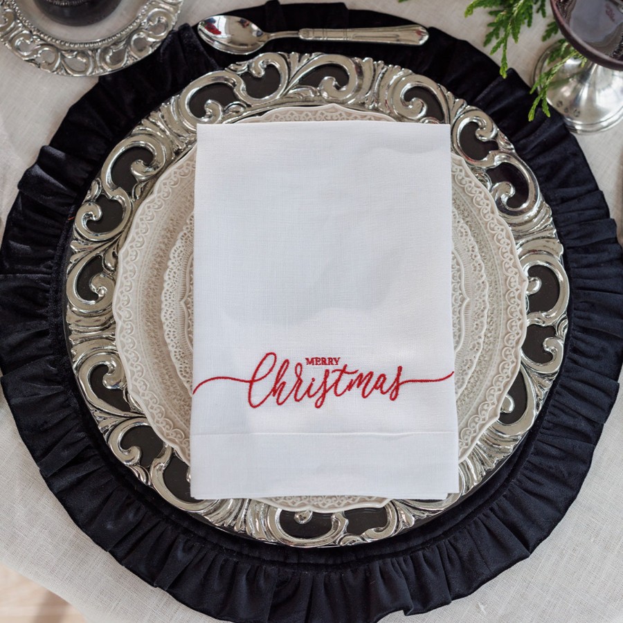 Table & Home Arte Italica Napkins | Merry Christmas Tri-Fold Napkin