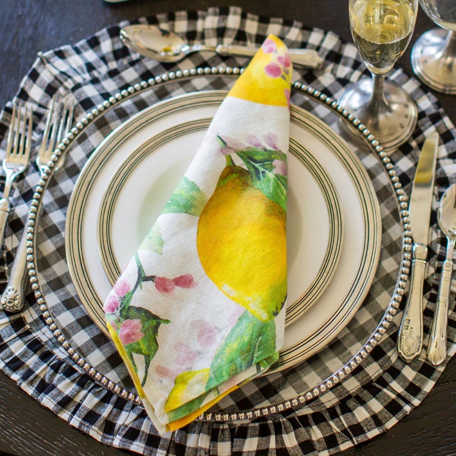 Table & Home Arte Italica Napkins | Watercolor Lemon Linen Napkin