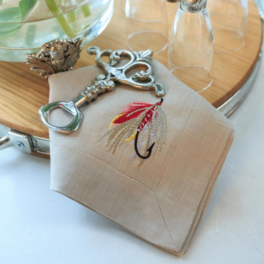 Table & Home Arte Italica Napkins | Fly Fishing Hook Large Napkin