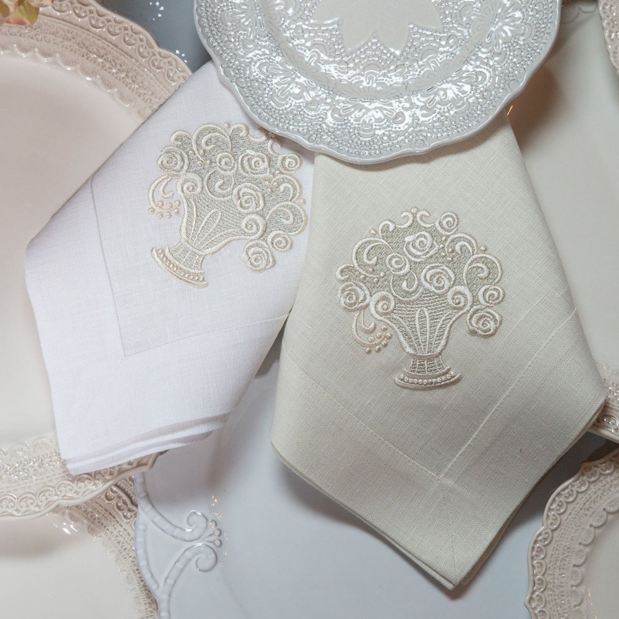 Table & Home Arte Italica Napkins | Fiori Basket Large Napkin Cream - Sale