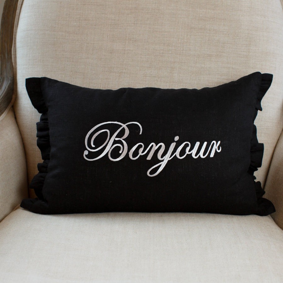 Table & Home Arte Italica Pillows | Bonjour/Bonne Nuit Linen Decor Pillow