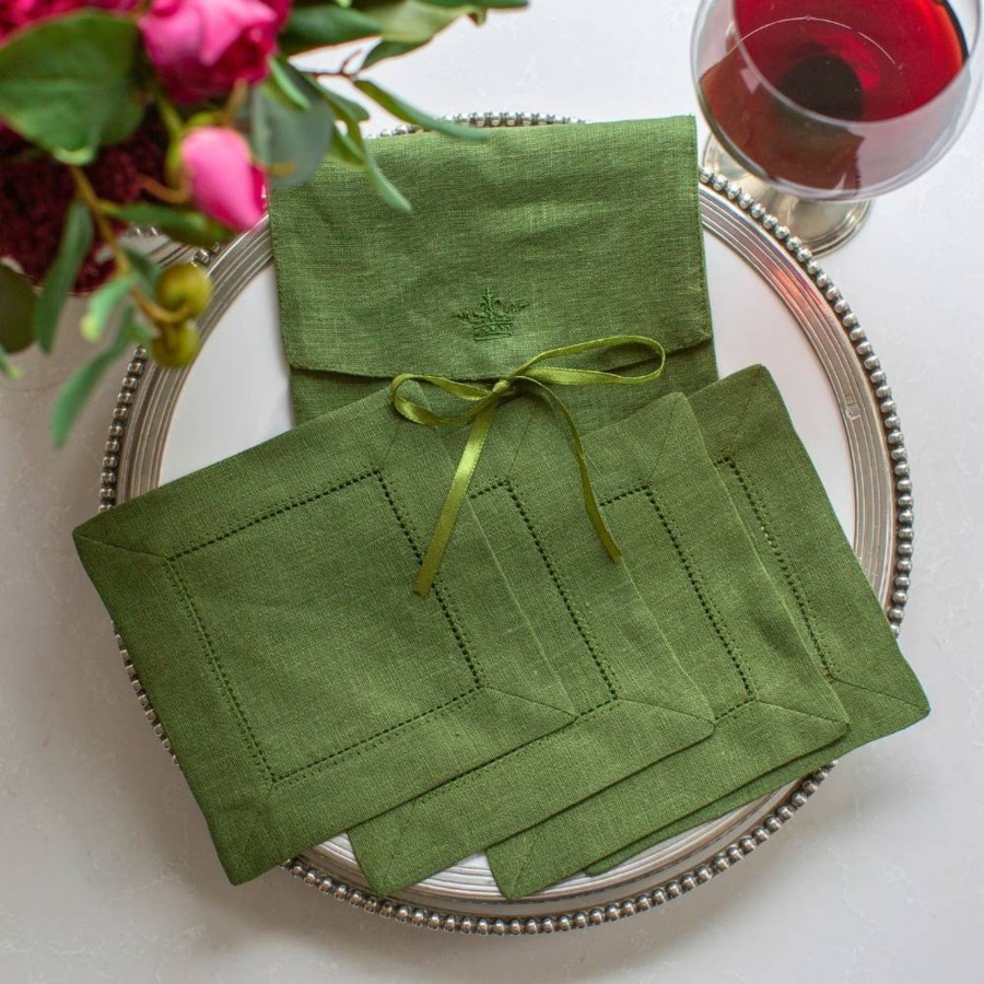 Table & Home Arte Italica Napkins | Hemstitch Cocktail Napkin Set