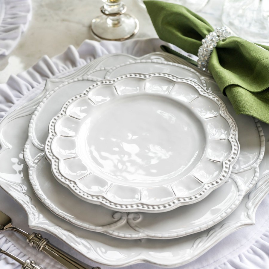 Table & Home Arte Italica Salad & Dessert Plates | Bella Bianca Beaded Salad/Dessert Plate