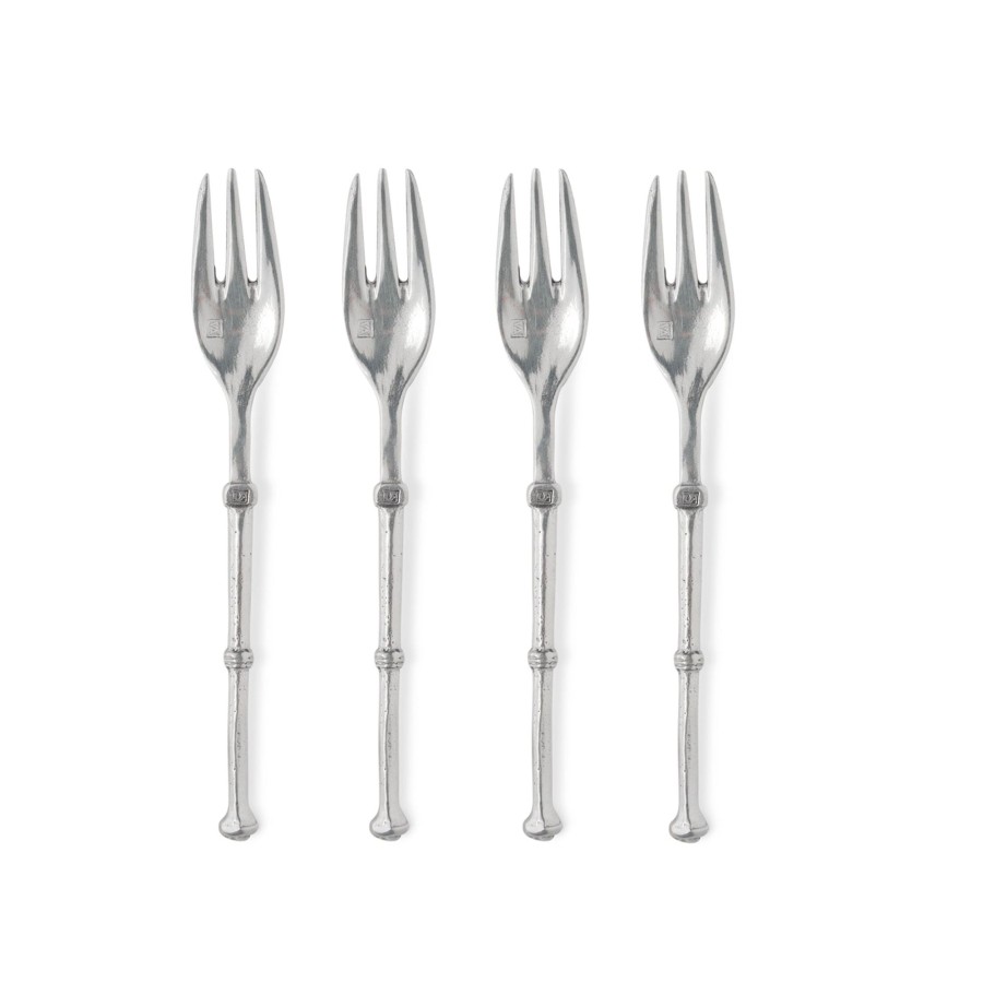 Table & Home Arte Italica Pewter | Tavola Appetizer Fork Set Of 4 With Pouch