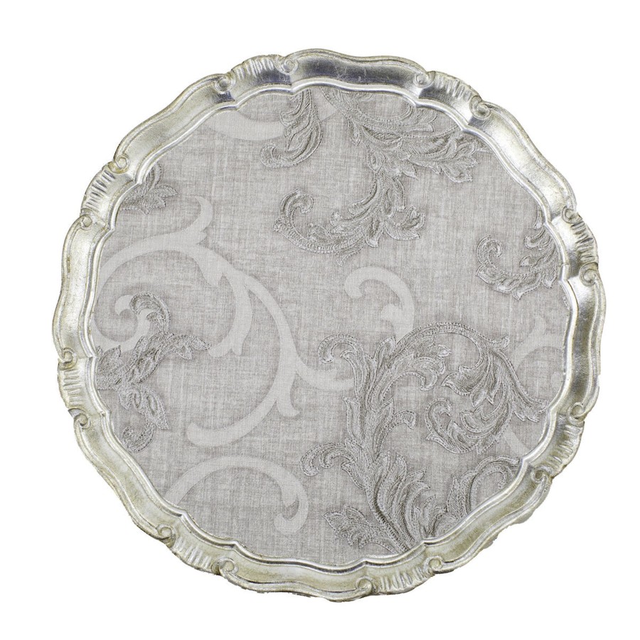 Table & Home Arte Italica Platters & Trays | Florentino Damask Wooden Tray/Charger