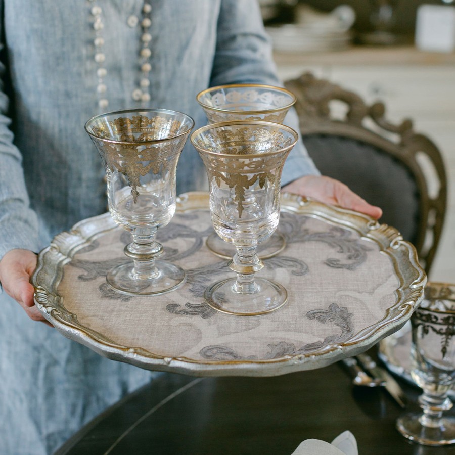 Table & Home Arte Italica Platters & Trays | Florentino Damask Wooden Tray/Charger