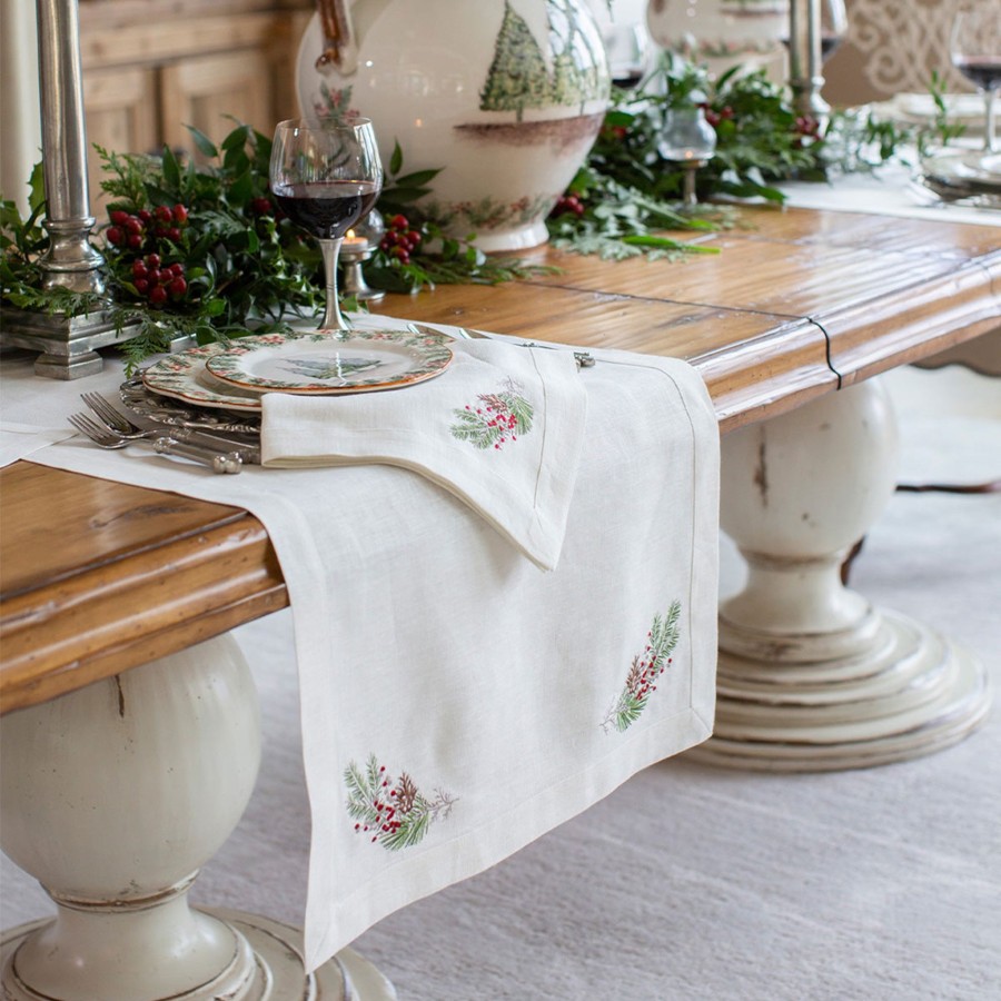 Table & Home Arte Italica Table Coverings | Natale Sprig Table Runner - 22" Wide