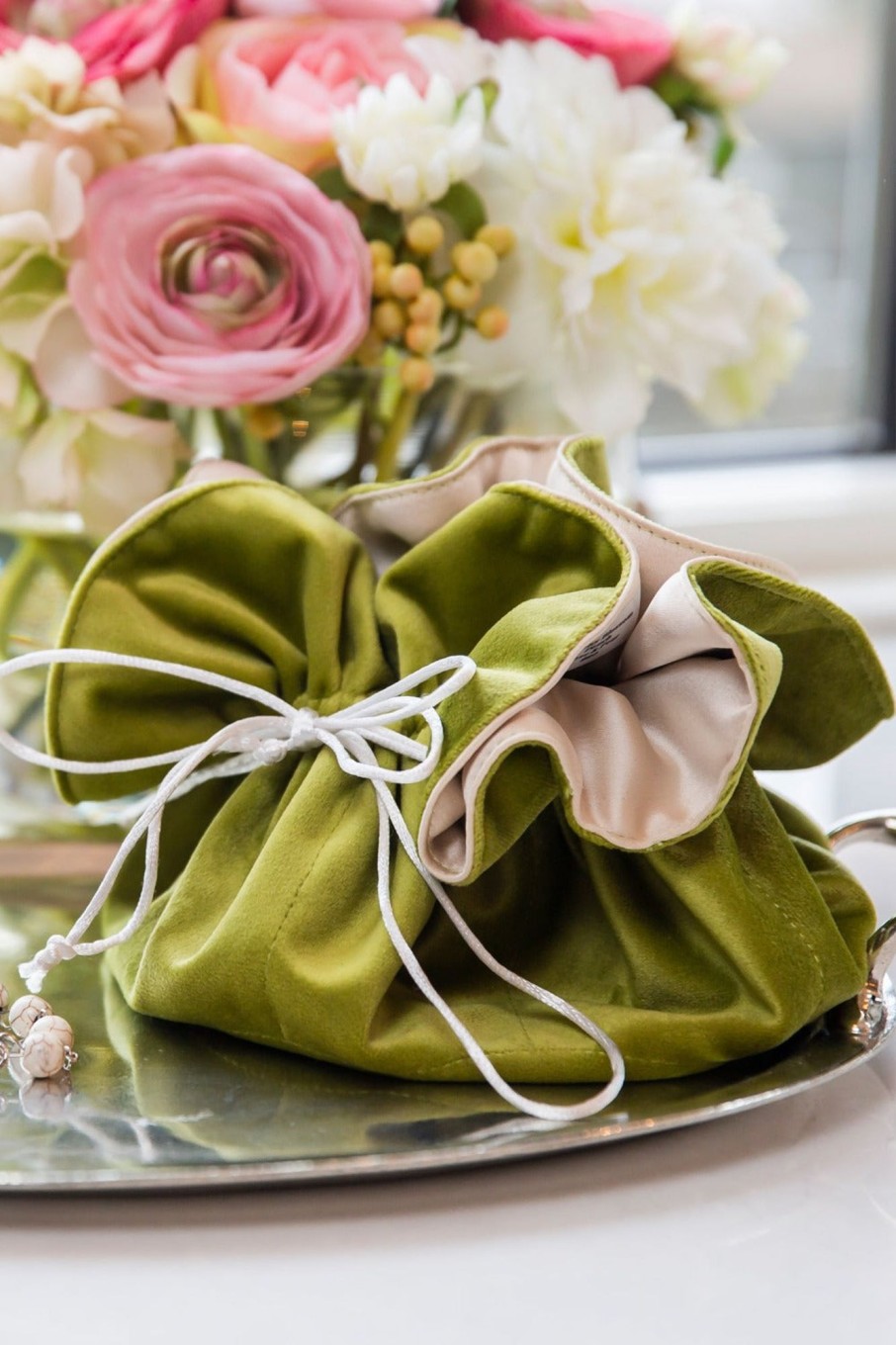 Table & Home Crown Linen Designs All Linens | Velvet Jewelry Blossom Pouch