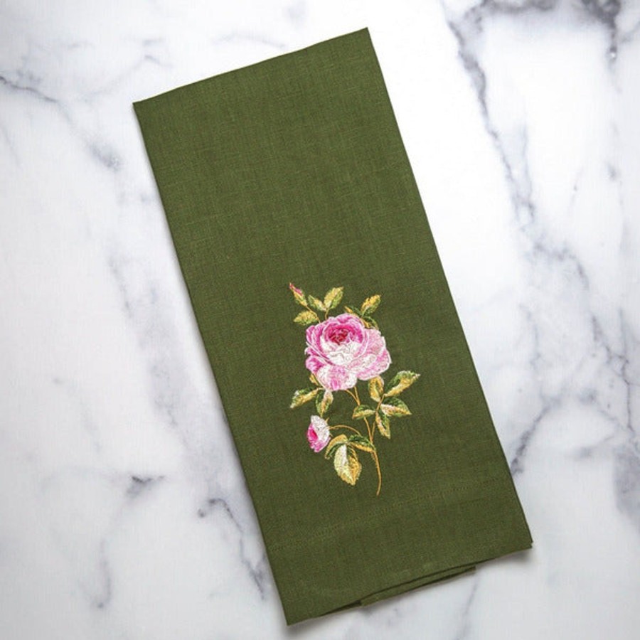 Table & Home Arte Italica Towels | Pink Rose Linen Towel