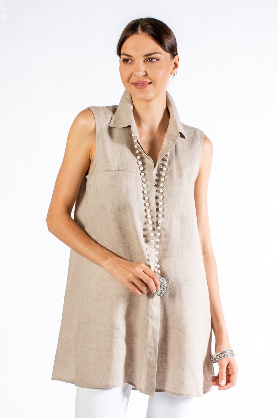 Apparel Crown Linen Designs | Whitney Sleeveless Tunic - Sale