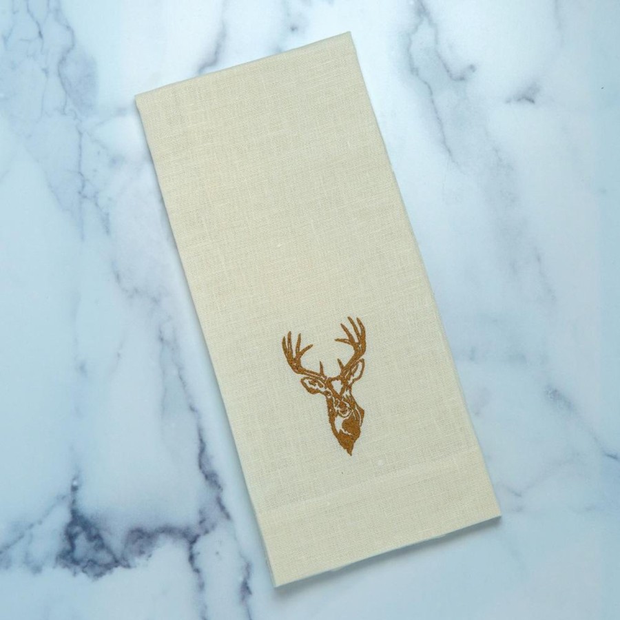 Table & Home Arte Italica Towels | Stag Head Linen Towel Cream