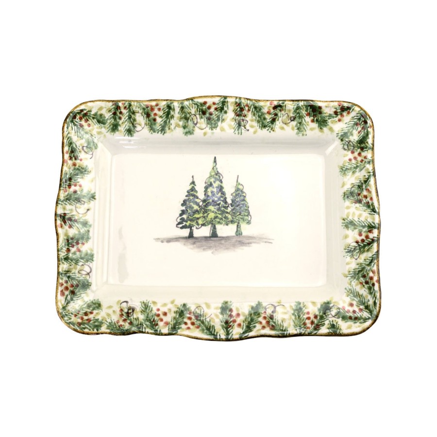 Table & Home Arte Italica Platters & Trays | Natale Scalloped Medium Rectangular Tray