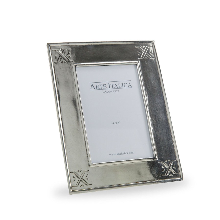 Table & Home Arte Italica Pewter | Tuscan Pewter Stamped Picture Frame 4 X 6"