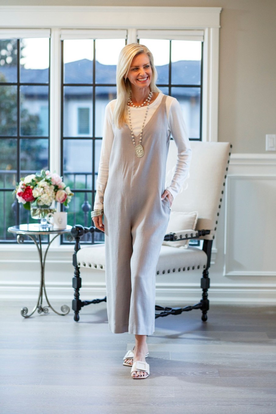 Apparel Crown Linen Designs | Cate Jumpsuit - Sale Grey