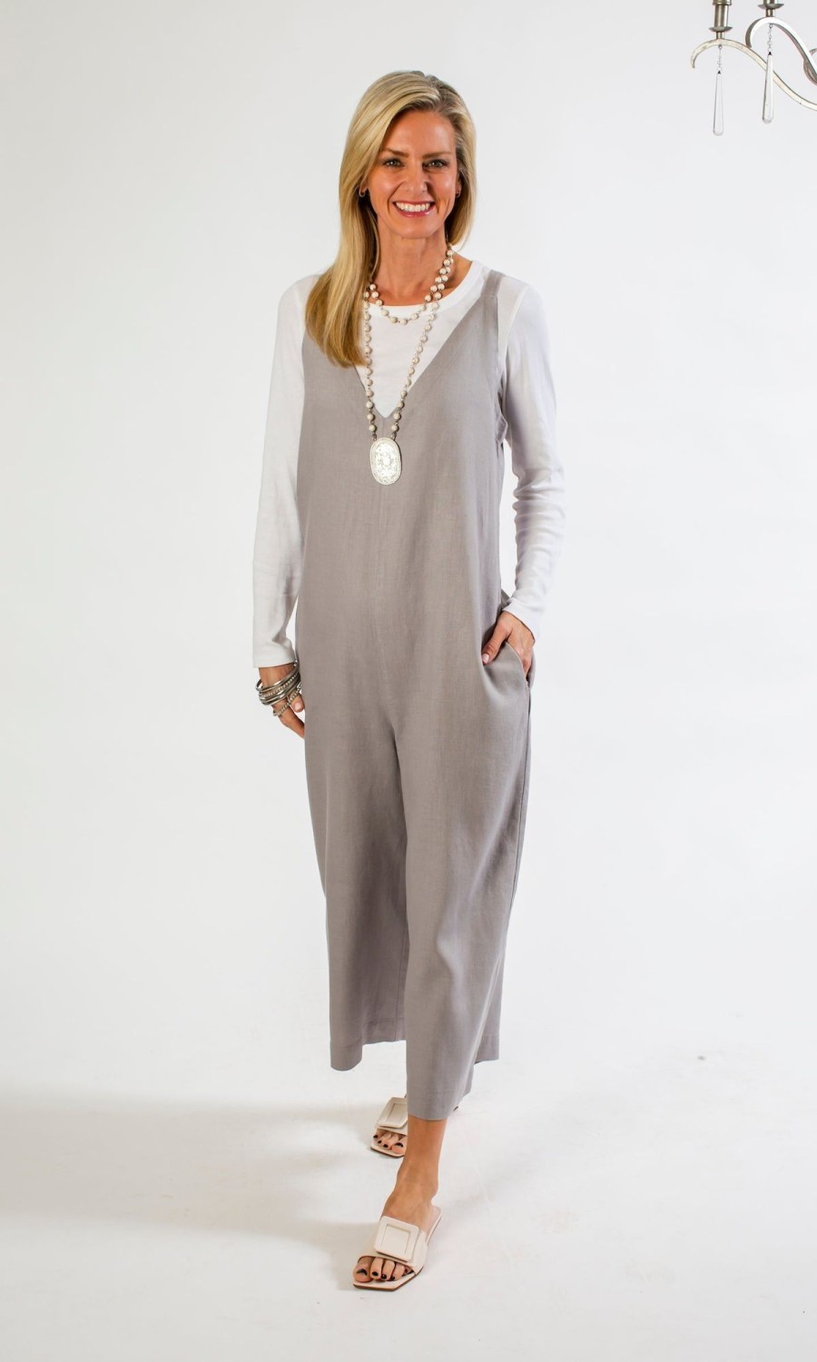 Apparel Crown Linen Designs | Cate Jumpsuit - Sale Grey