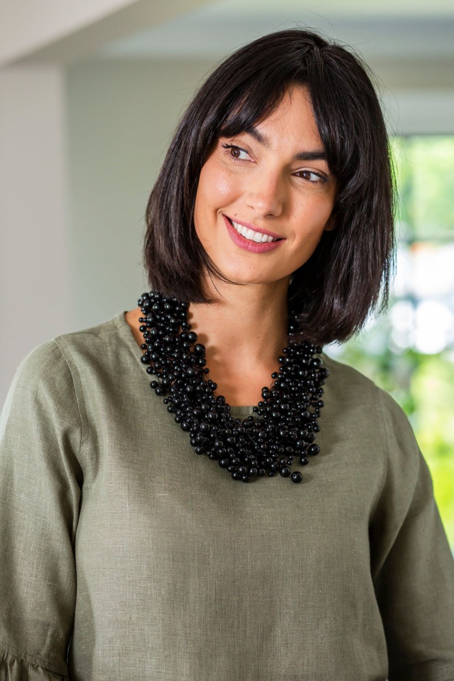 Apparel Crown Linen Designs | Black Cluster Necklace