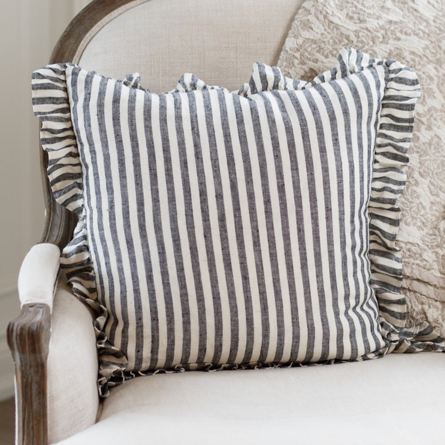 Table & Home Arte Italica Pillows | Black Stripe Linen Throw Pillow