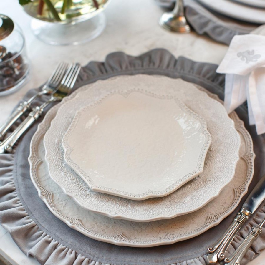 Table & Home Arte Italica Salad & Dessert Plates | Merletto Antique Scalloped Salad Plate